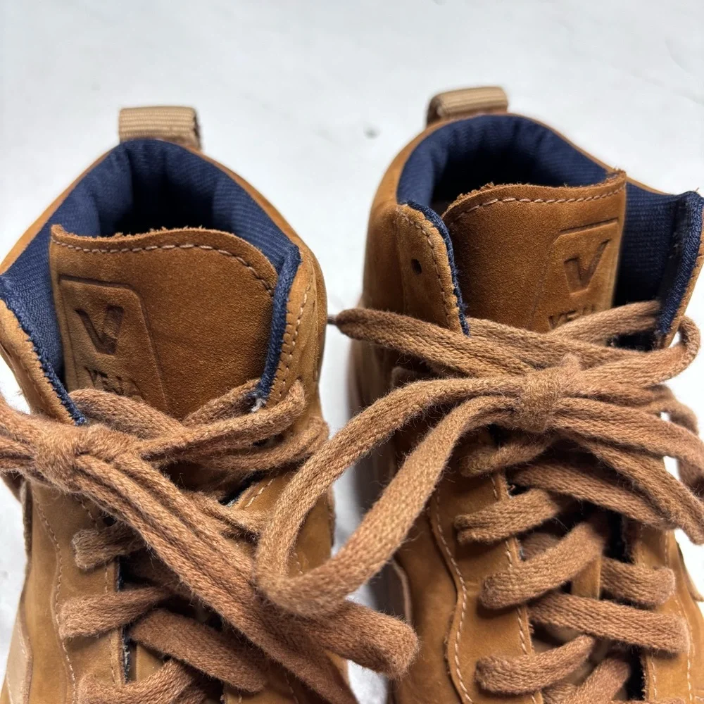 Veja V-15 Nubuck High-Top Sneakers Camel Desert Brown Size 40 EUC Worn Once!